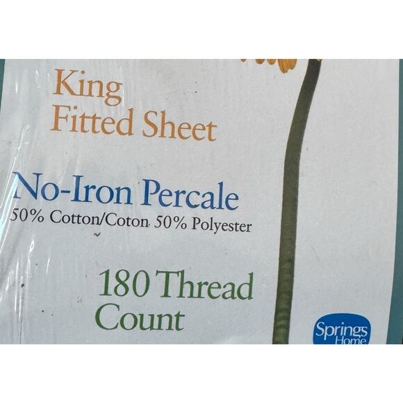 VTG Springmaid King Fitted Sheet Purple Marble Print 180 TC No Iron Percale NEW - Picture 2 of 5